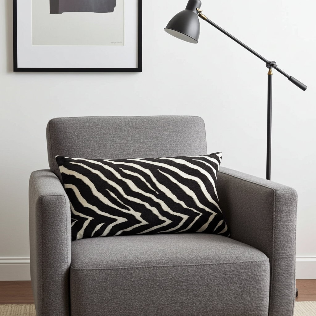 Raven Palm Black Geometric Luxury Outdoor/Indoor Throw Pillow