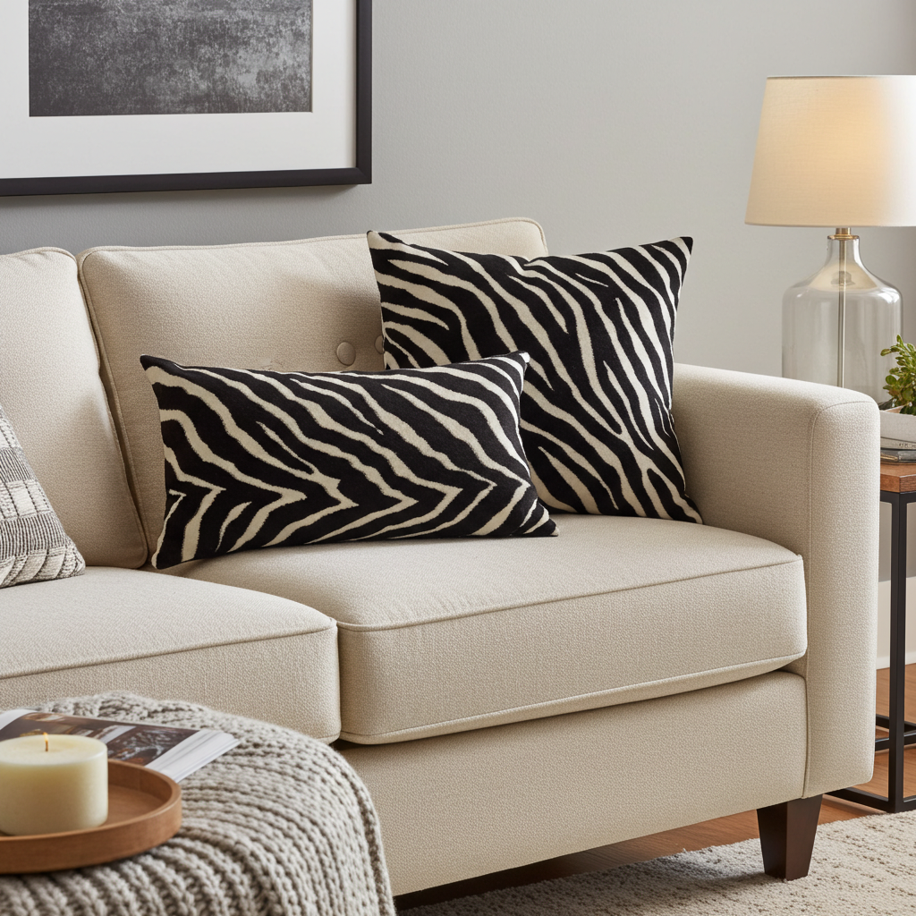 Raven Palm Black Geometric Luxury Outdoor/Indoor Throw Pillow