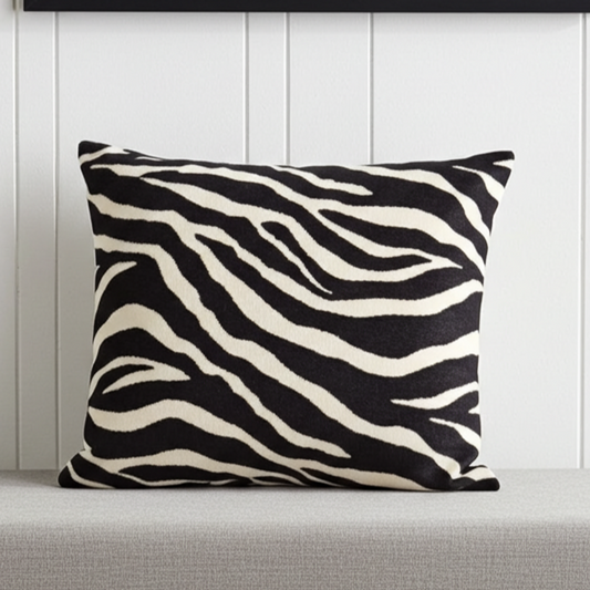 Raven Palm Black Geometric Luxury Outdoor/Indoor Throw Pillow
