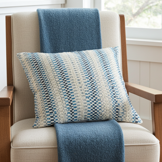 Blue Gate Gray Blue and Taupe Handmade Luxury Pillow