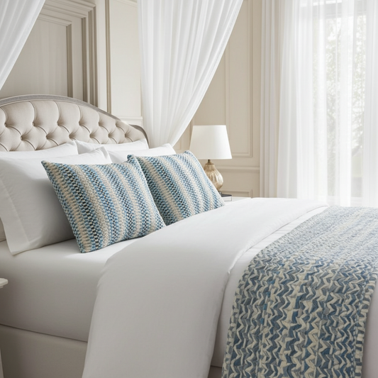 Blue Gate Gray Blue and Taupe Handmade Luxury Pillow