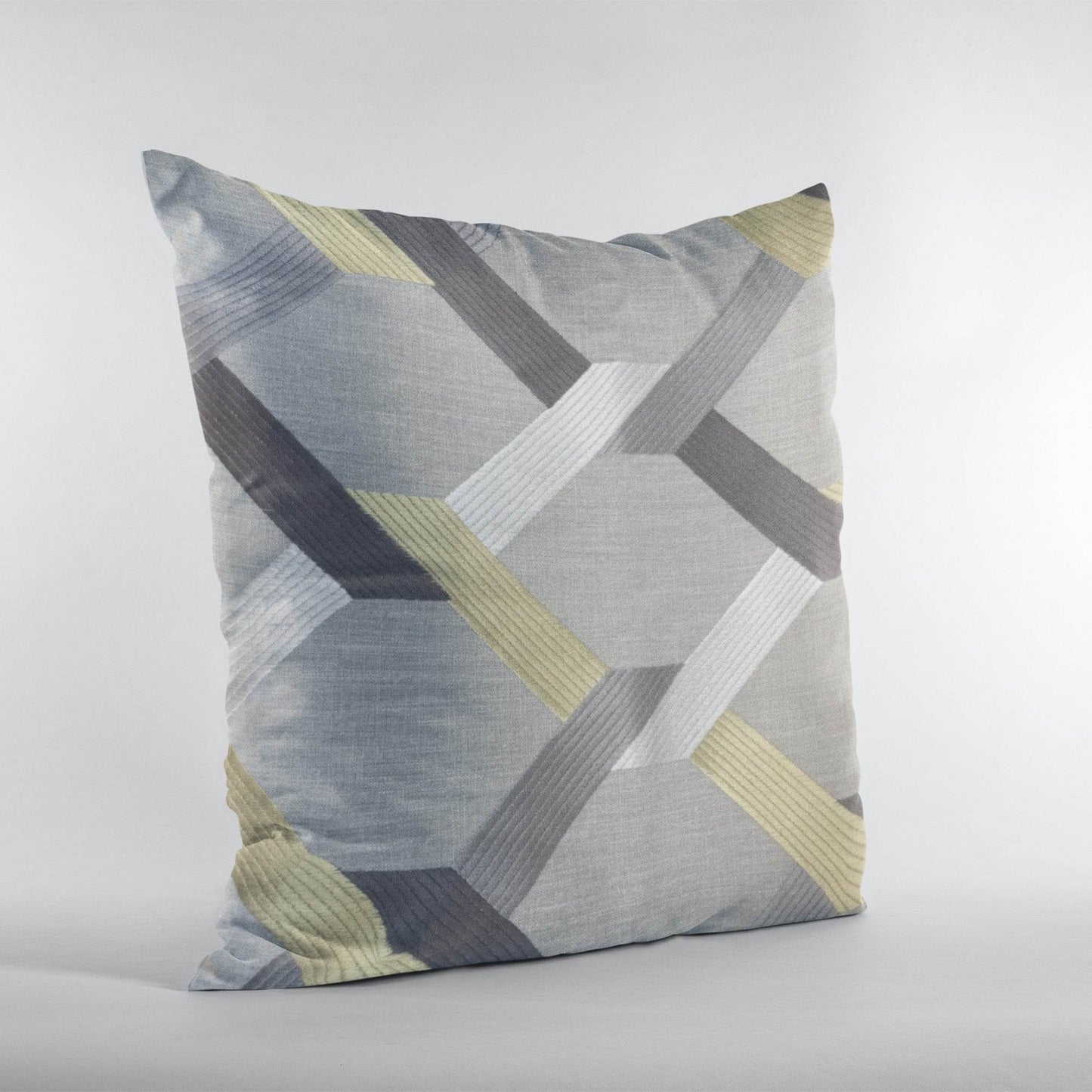 Valencia White Gold and Taupe Handmade Luxury Pillow - Plutus Brands