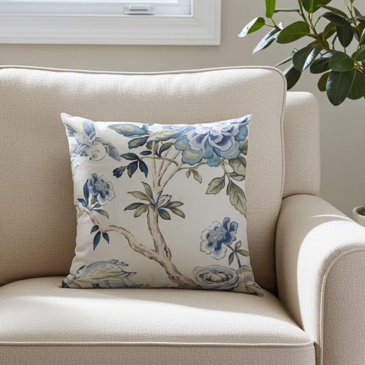 Elyssa Navy Brown and Cream Handmade Luxury Pillow