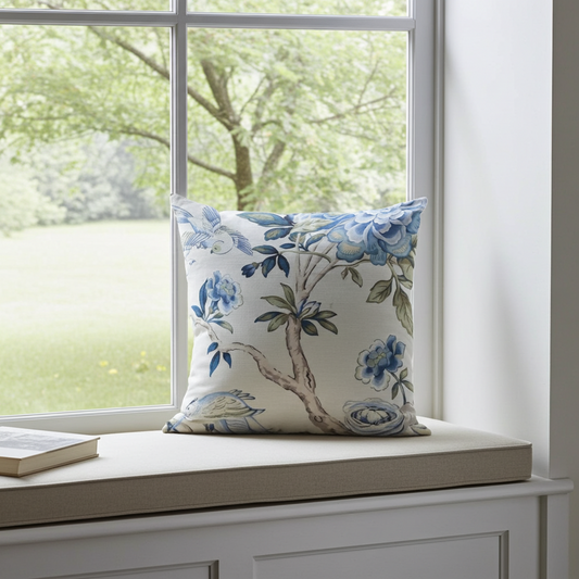 Elyssa Navy Brown and Cream Handmade Luxury Pillow