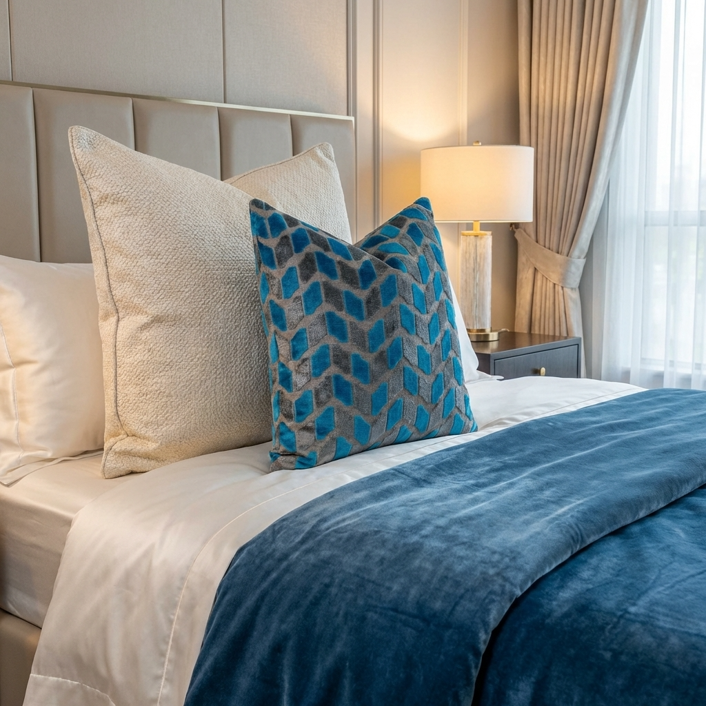Castle Crest Turquoise and Gray Handmade Luxury Pillow