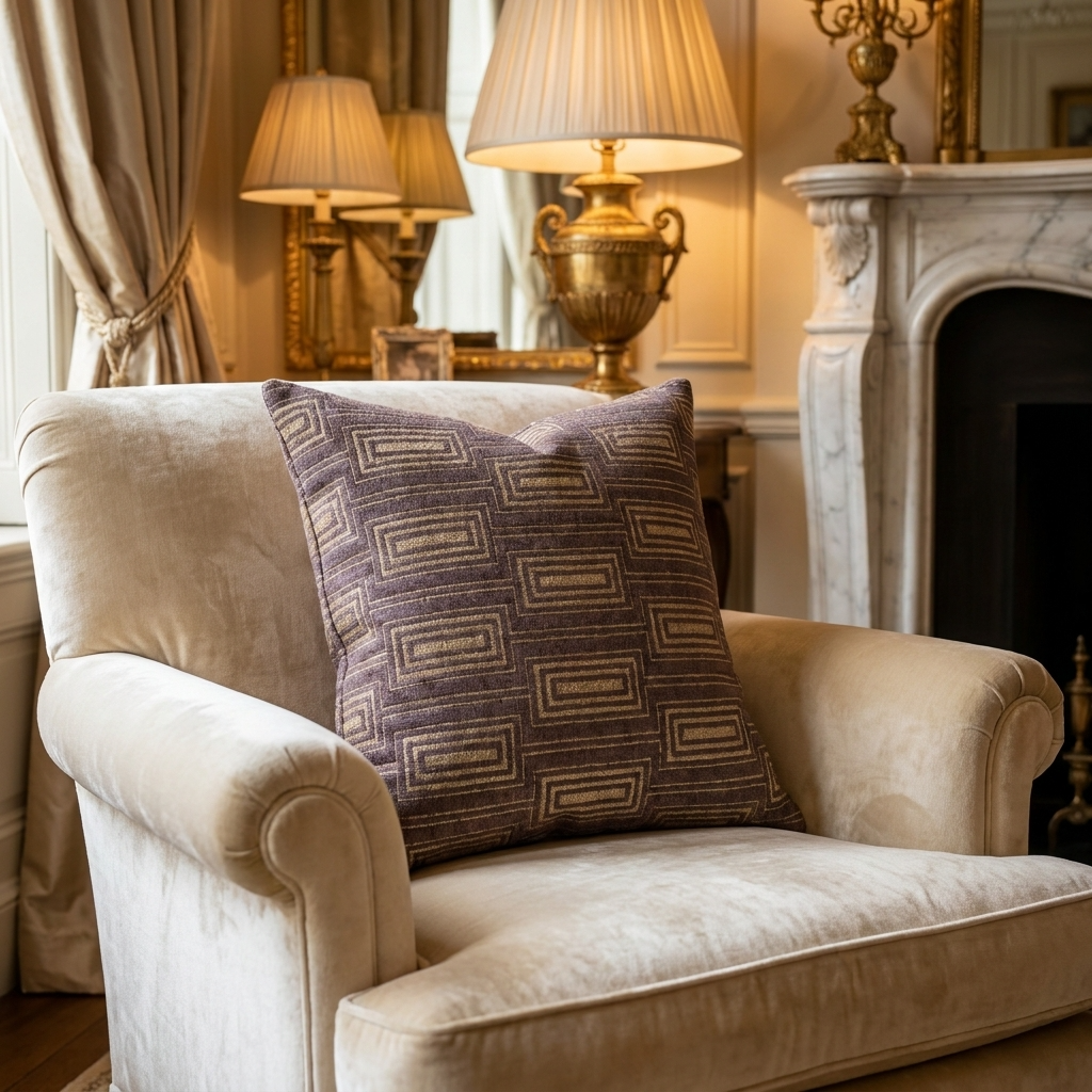 Argyle Square Espresso Handmade Luxury Pillow