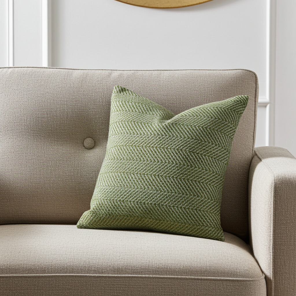 Upland Light Green and Ivory Handmade Luxury Pillow