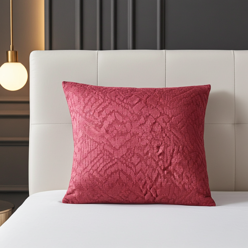 Velvet Grayce Fuchsia Coral and Cream Handmade Luxury Pillow