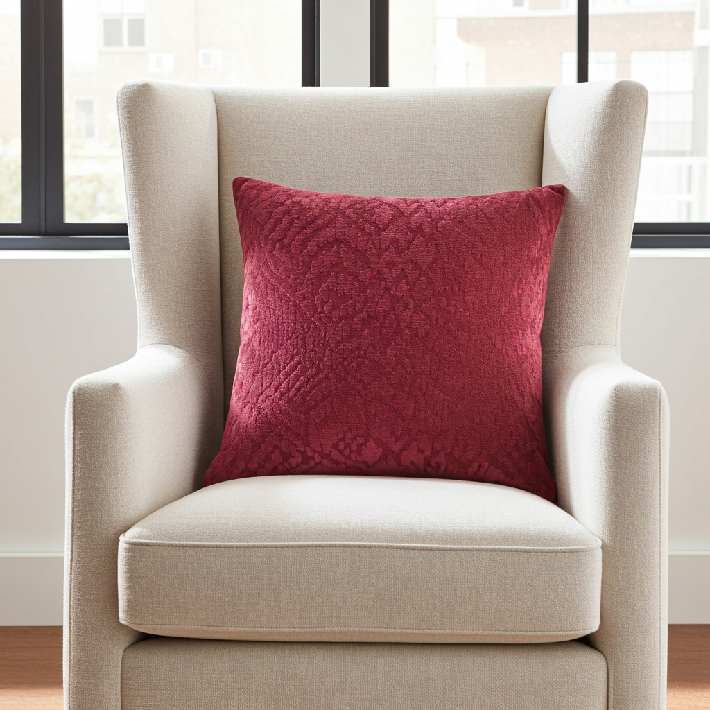 Velvet Grayce Fuchsia Coral and Cream Handmade Luxury Pillow