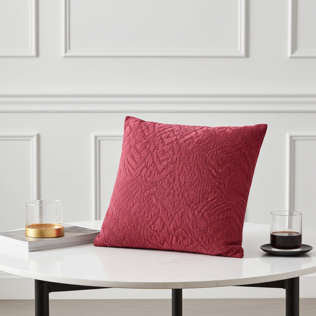 Velvet Grayce Fuchsia Coral and Cream Handmade Luxury Pillow