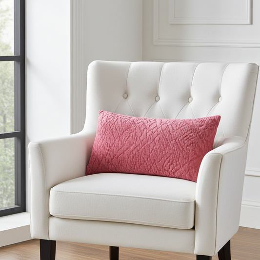 Velvet Grayce Fuchsia Coral and Cream Handmade Luxury Pillow