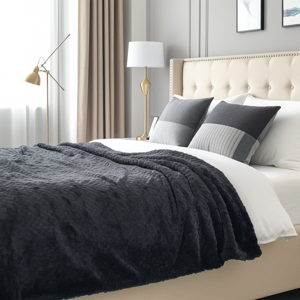Black Mink Faux Fur Luxury Throw