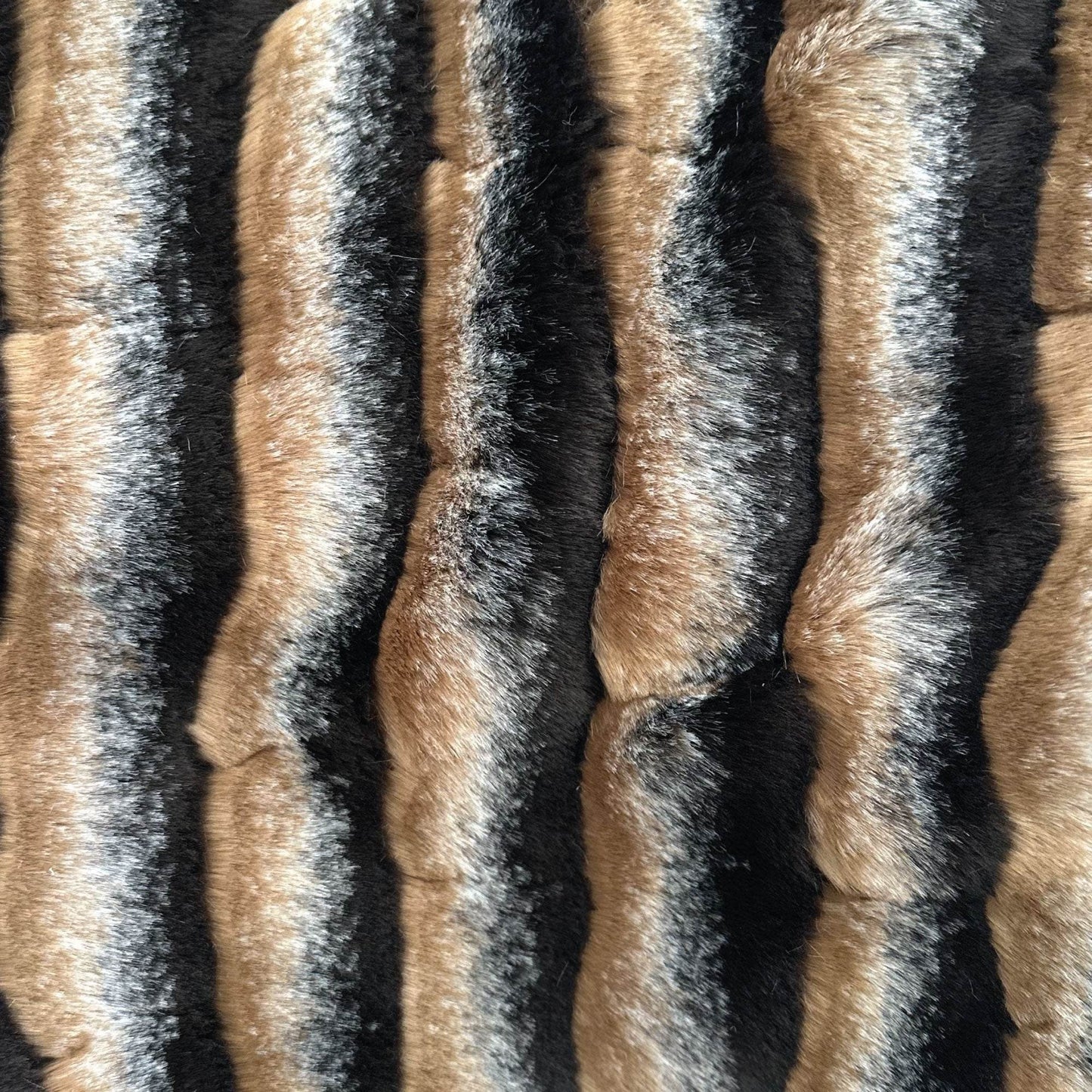 Taupe and Black Wild Wolf Plush Handmade Luxury Faux Fur Throw - Plutus Brands