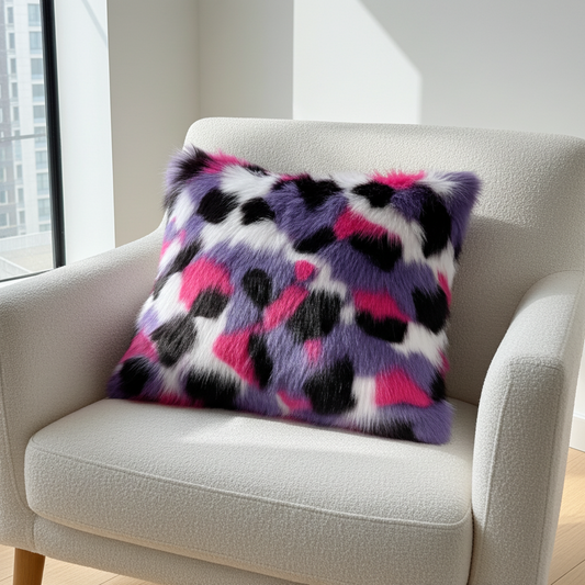 Plutus Purple Pink Fureal Animal Faux Fur Luxury Throw Pillow