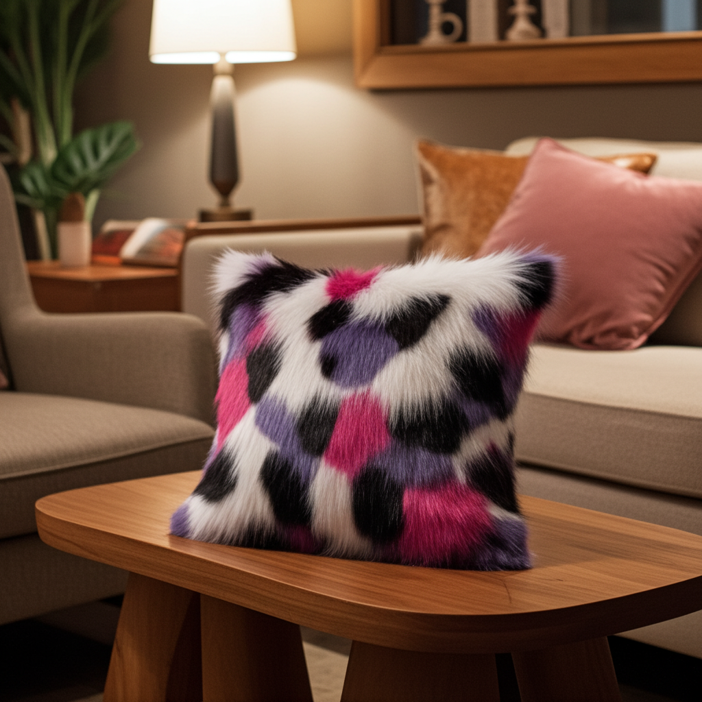 Plutus Purple Pink Fureal Animal Faux Fur Luxury Throw Pillow