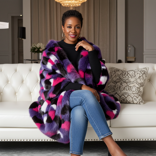 Plutus Purple Pink Fureal Faux Fur Luxury Throw Blanket