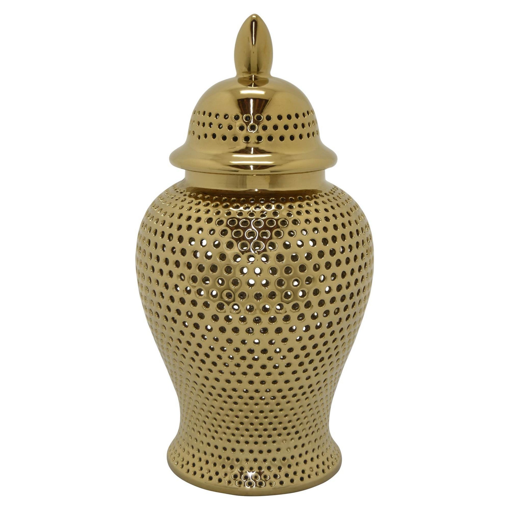 Plutus Brands Ceramic Jar, Gold Porcelain - Plutus Brands