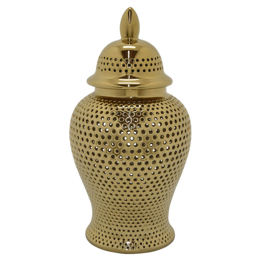 Plutus Brands Ceramic Jar, Gold Porcelain - Plutus Brands