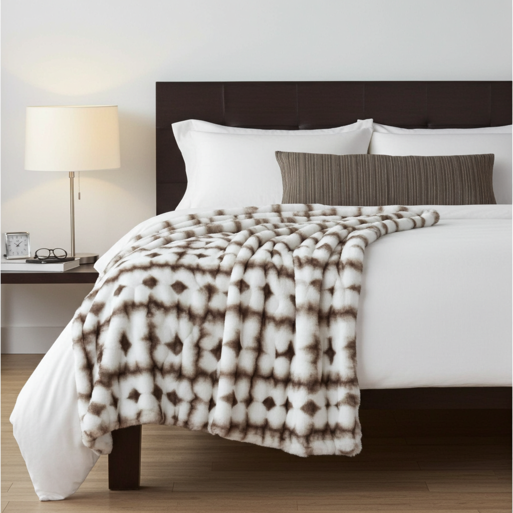 Plutus Creamy Fluffy Bunni Faux Fur Luxury Throw Blanket