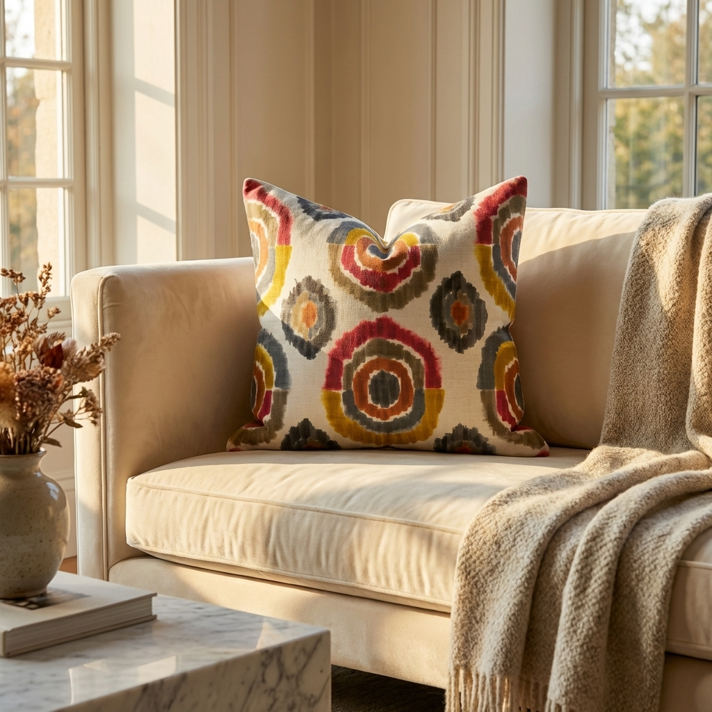 Isabeau Purple Orange and White Handmade Luxury Pillow