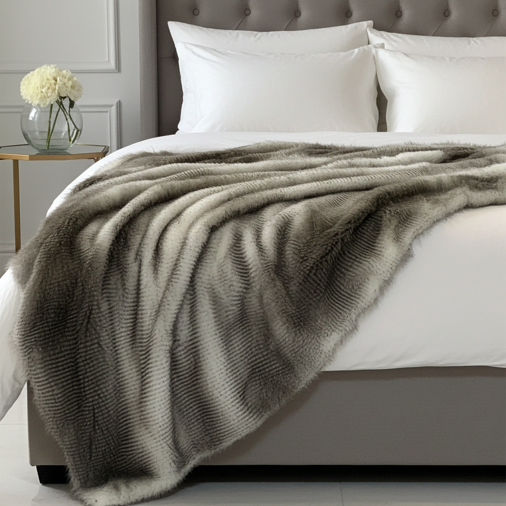 Alaskan Hawk Faux Fur Handmade Luxury Throw