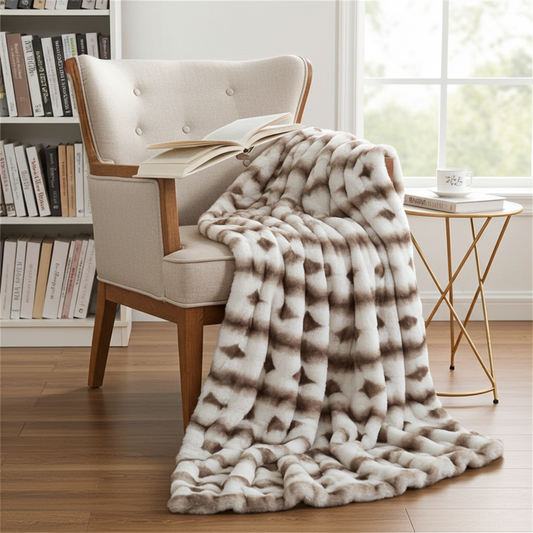 Plutus Creamy Fluffy Bunni Faux Fur Luxury Throw Blanket