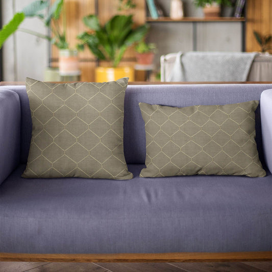 Plutus Bronze Kona Embroydery, Some Shine To This Pattern Luxury Throw Pillow - Plutus Brands