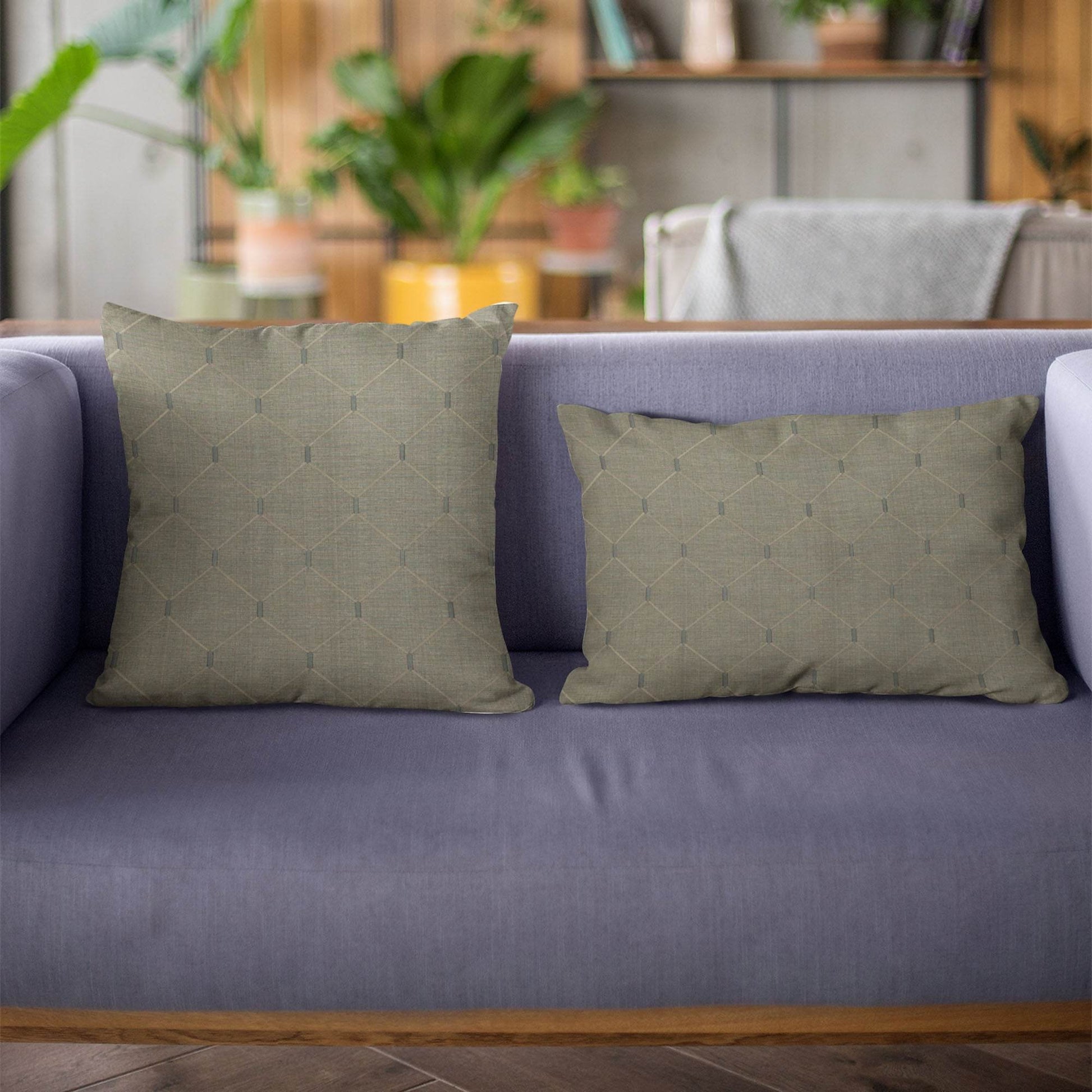 Plutus Slate Grey Kona Embroydery, Some Shine To This Pattern Luxury Throw Pillow - Plutus Brands