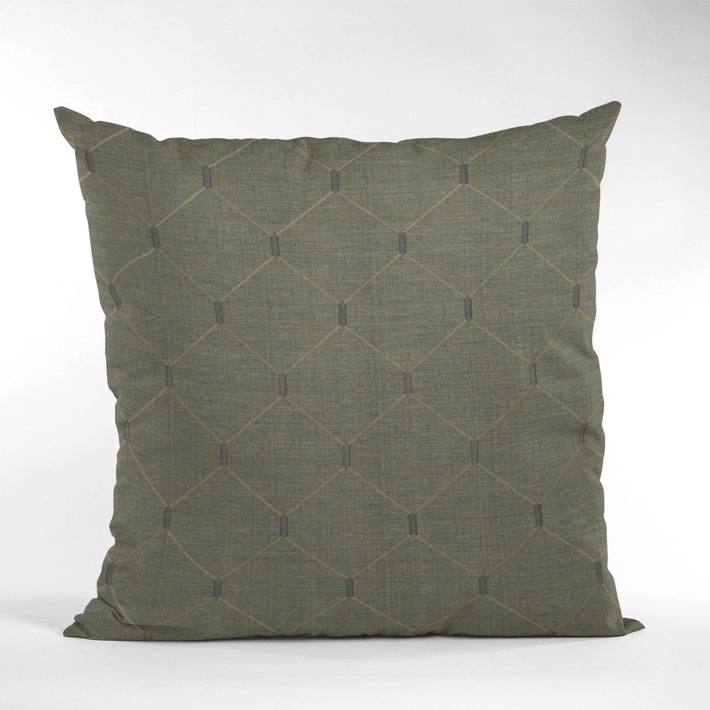Plutus Slate Grey Kona Embroydery, Some Shine To This Pattern Luxury Throw Pillow - Plutus Brands