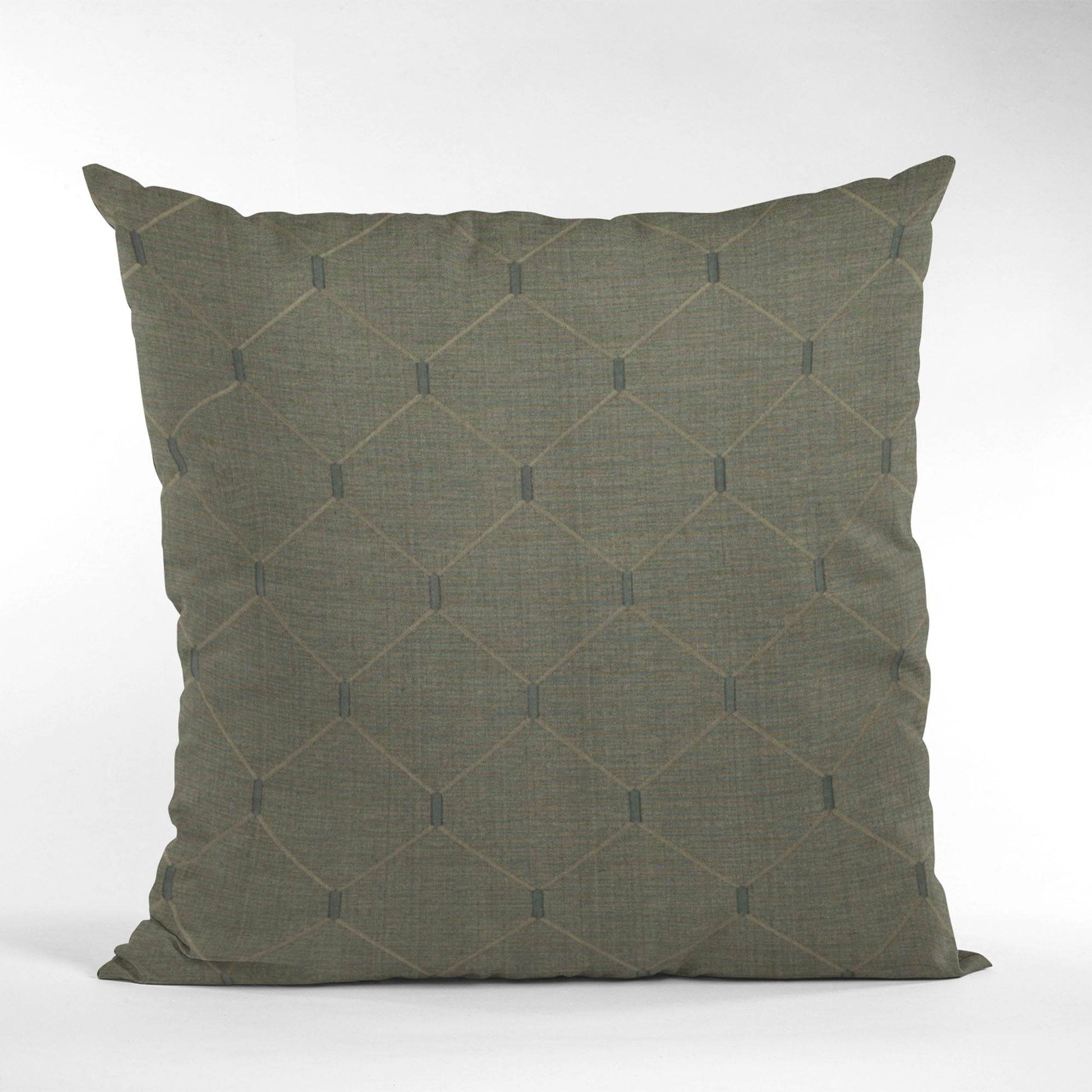 Plutus Slate Grey Kona Embroydery, Some Shine To This Pattern Luxury Throw Pillow - Plutus Brands