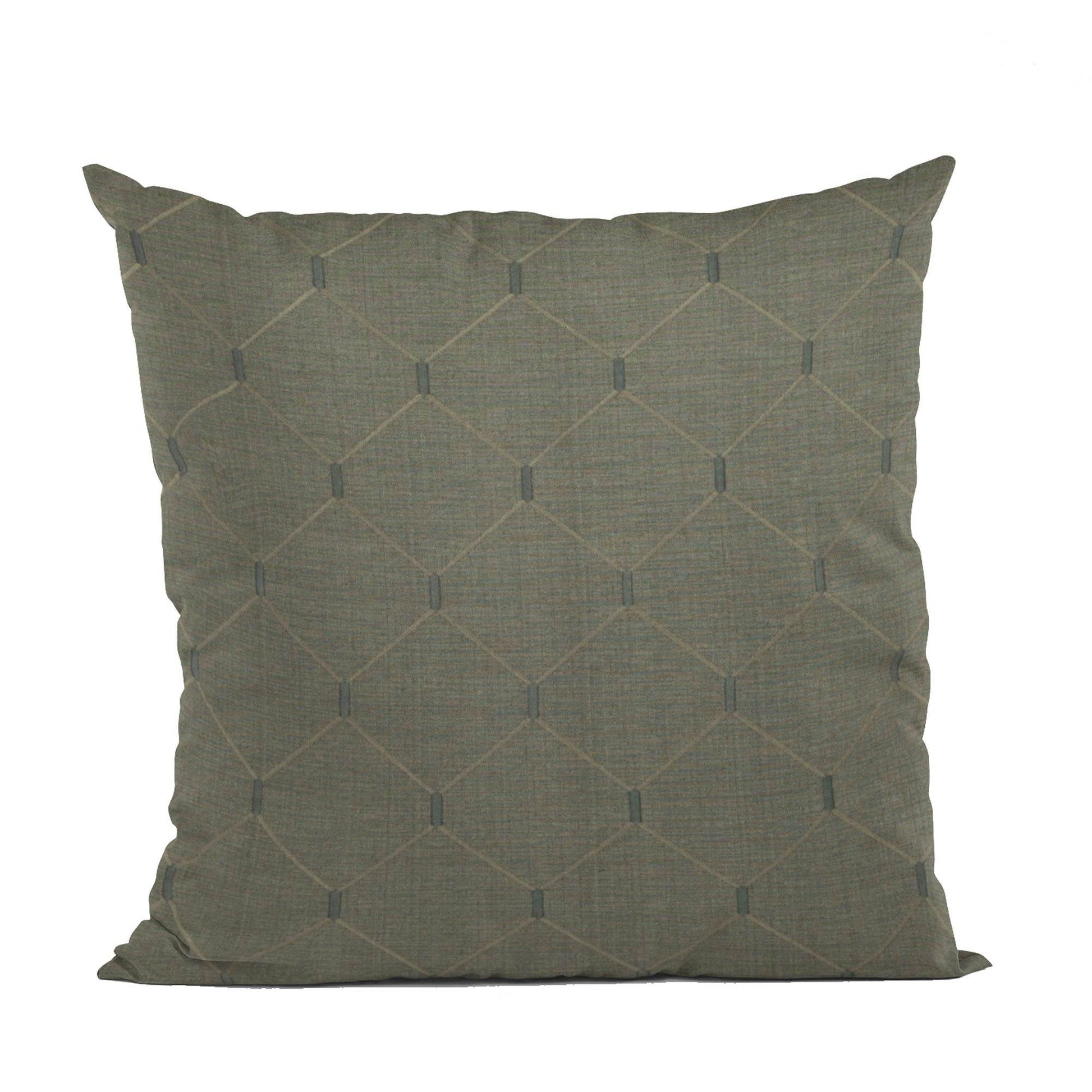 Plutus Slate Grey Kona Embroydery, Some Shine To This Pattern Luxury Throw Pillow - Plutus Brands