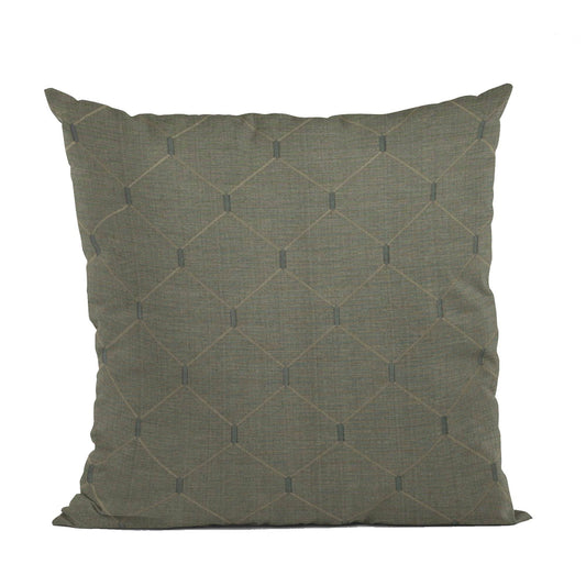 Plutus Slate Grey Kona Embroydery, Some Shine To This Pattern Luxury Throw Pillow - Plutus Brands