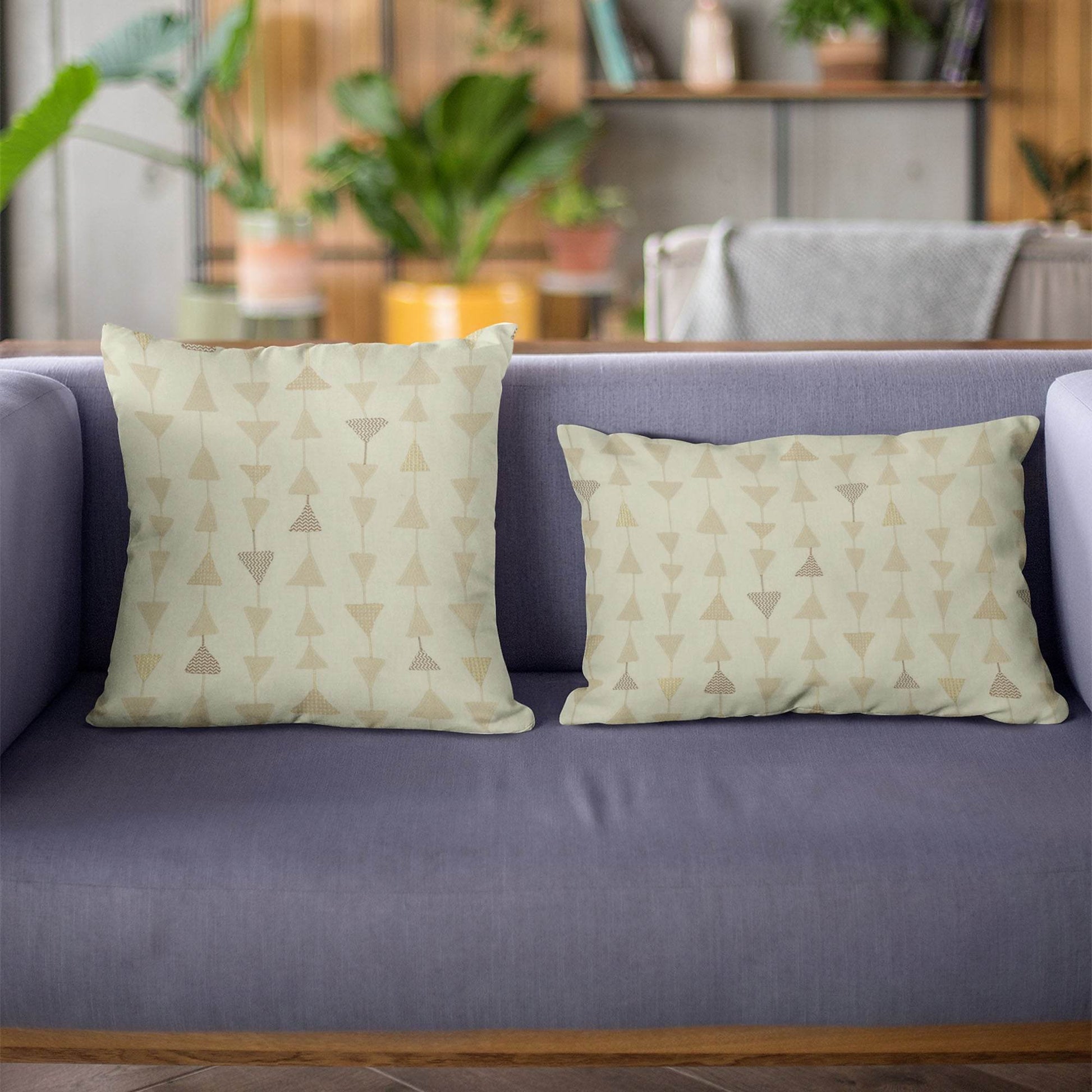 Plutus Natural Manti Embroydery, Some Of The Triangles Have Metalic Threads Luxury Throw Pillow - Plutus Brands