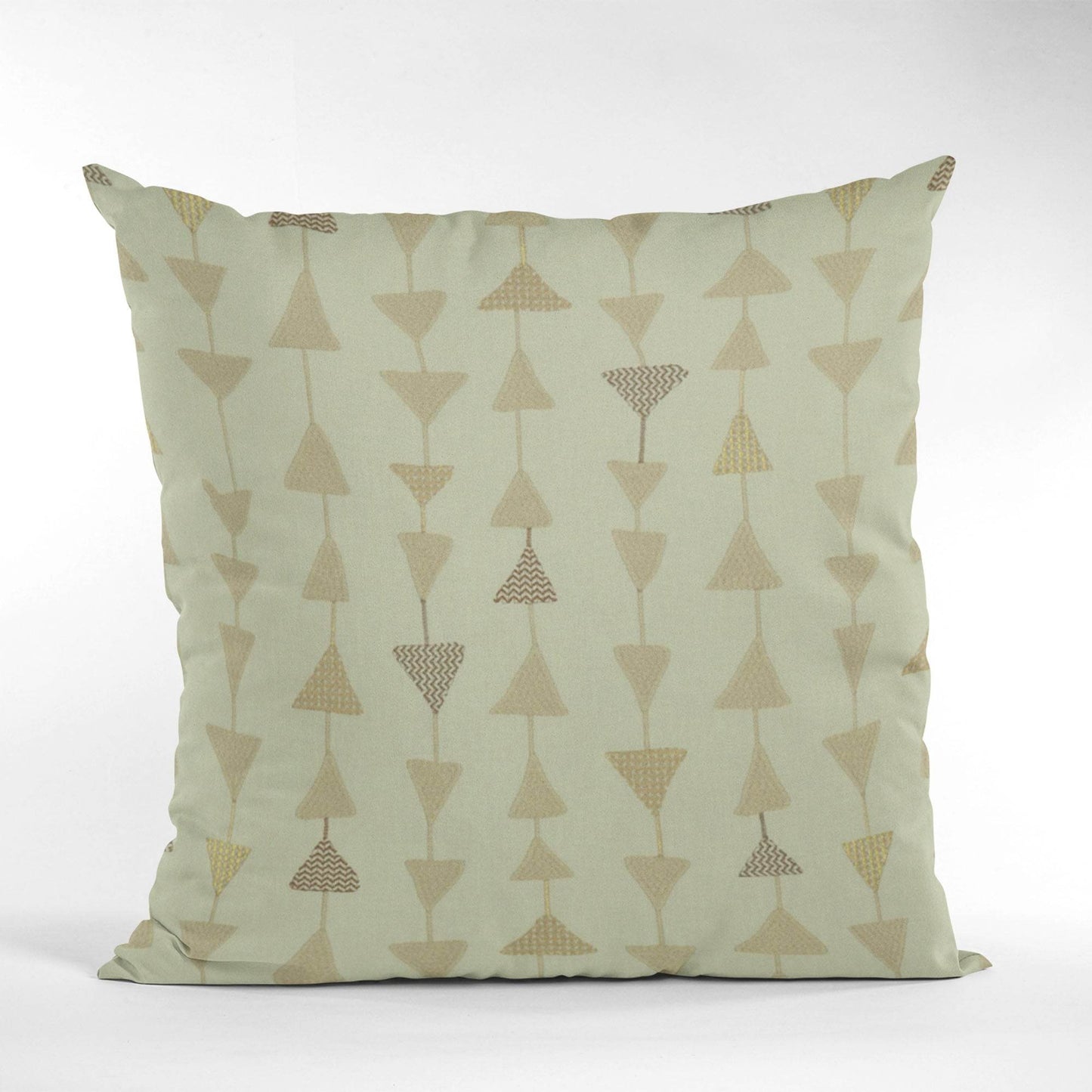 Plutus Natural Manti Embroydery, Some Of The Triangles Have Metalic Threads Luxury Throw Pillow - Plutus Brands