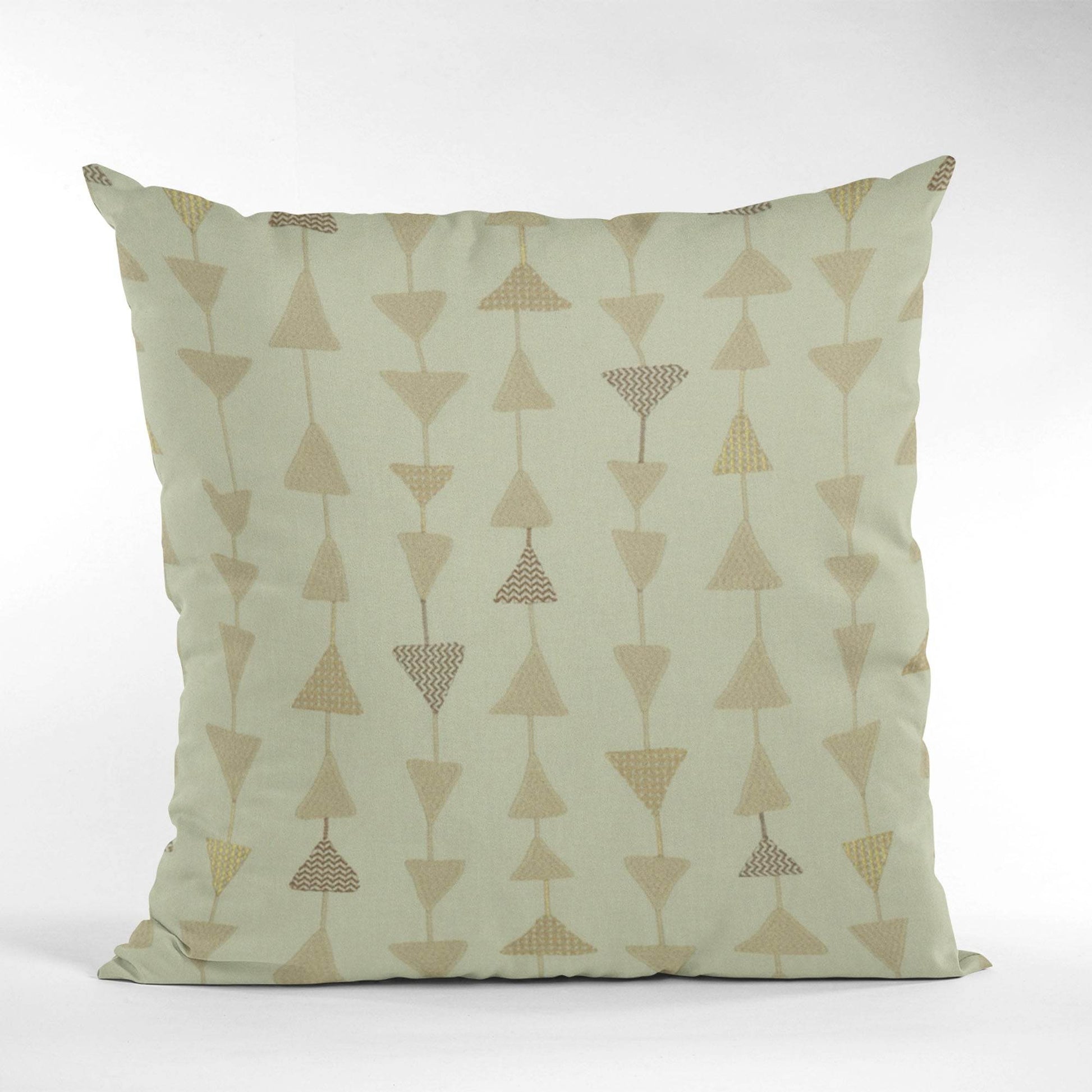 Plutus Natural Manti Embroydery, Some Of The Triangles Have Metalic Threads Luxury Throw Pillow - Plutus Brands