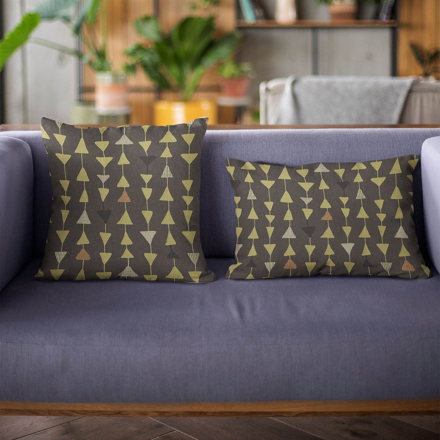 Plutus River Rock Manti Embroydery, Some Of The Triangles Have Metalic Threads Luxury Throw Pillow - Plutus Brands