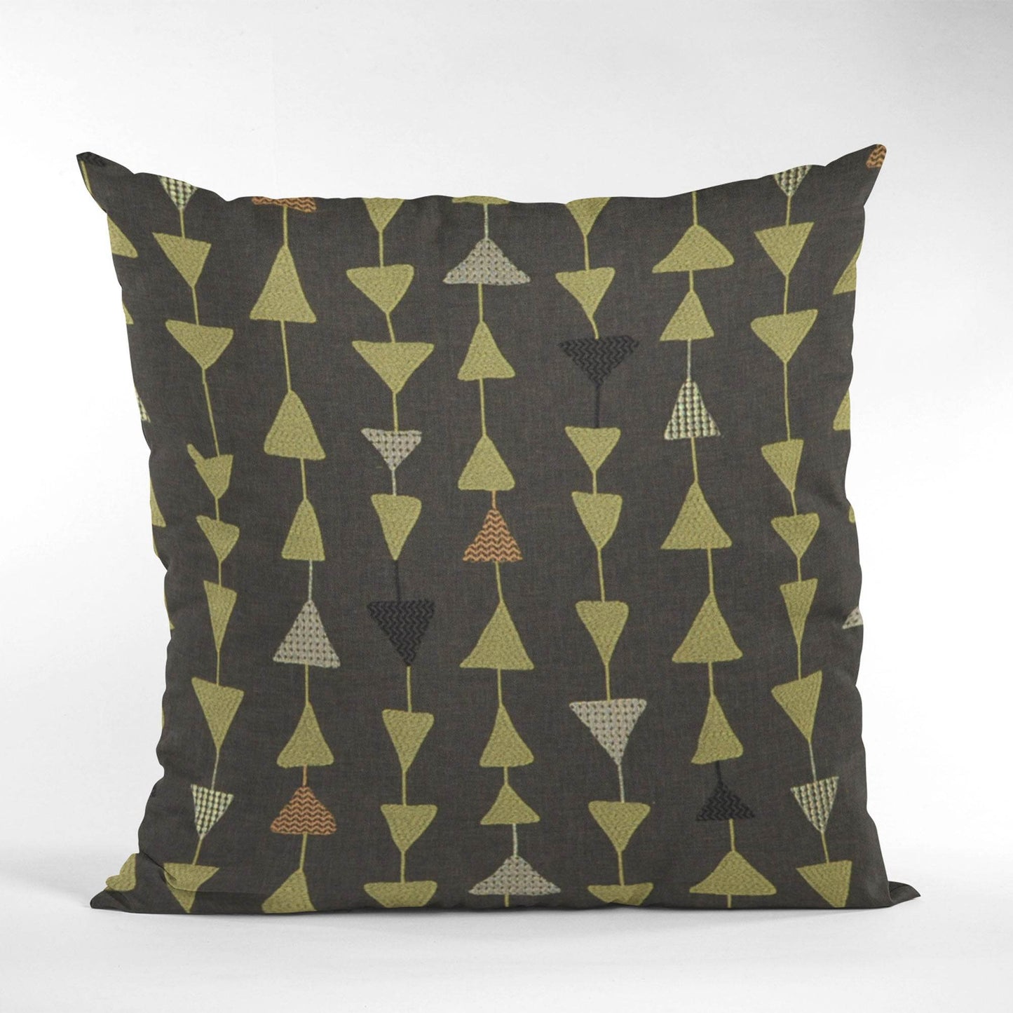 Plutus River Rock Manti Embroydery, Some Of The Triangles Have Metalic Threads Luxury Throw Pillow - Plutus Brands