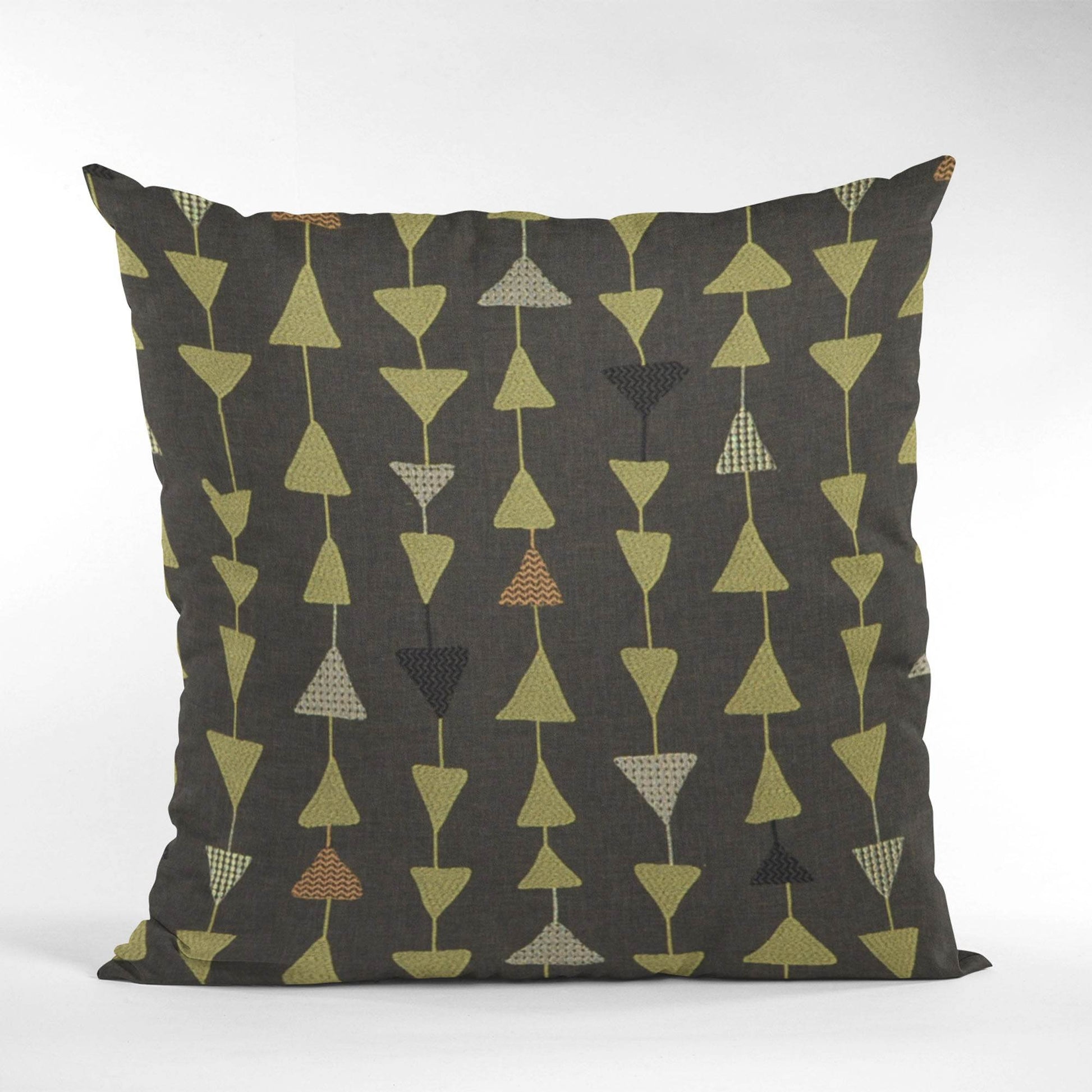 Plutus River Rock Manti Embroydery, Some Of The Triangles Have Metalic Threads Luxury Throw Pillow - Plutus Brands