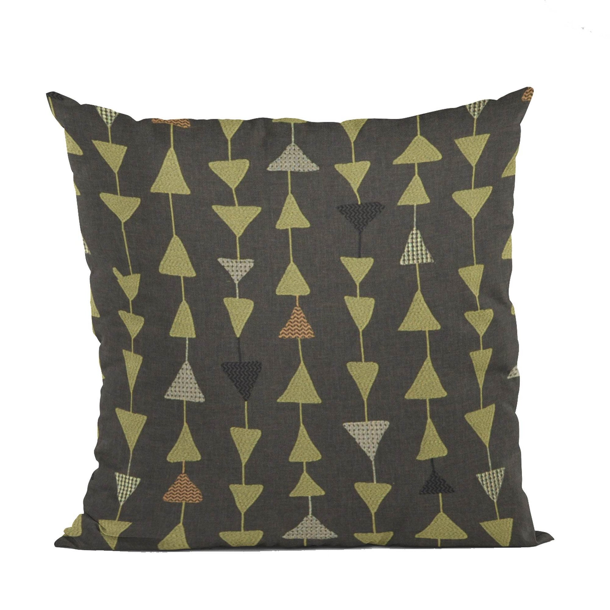Plutus River Rock Manti Embroydery, Some Of The Triangles Have Metalic Threads Luxury Throw Pillow - Plutus Brands