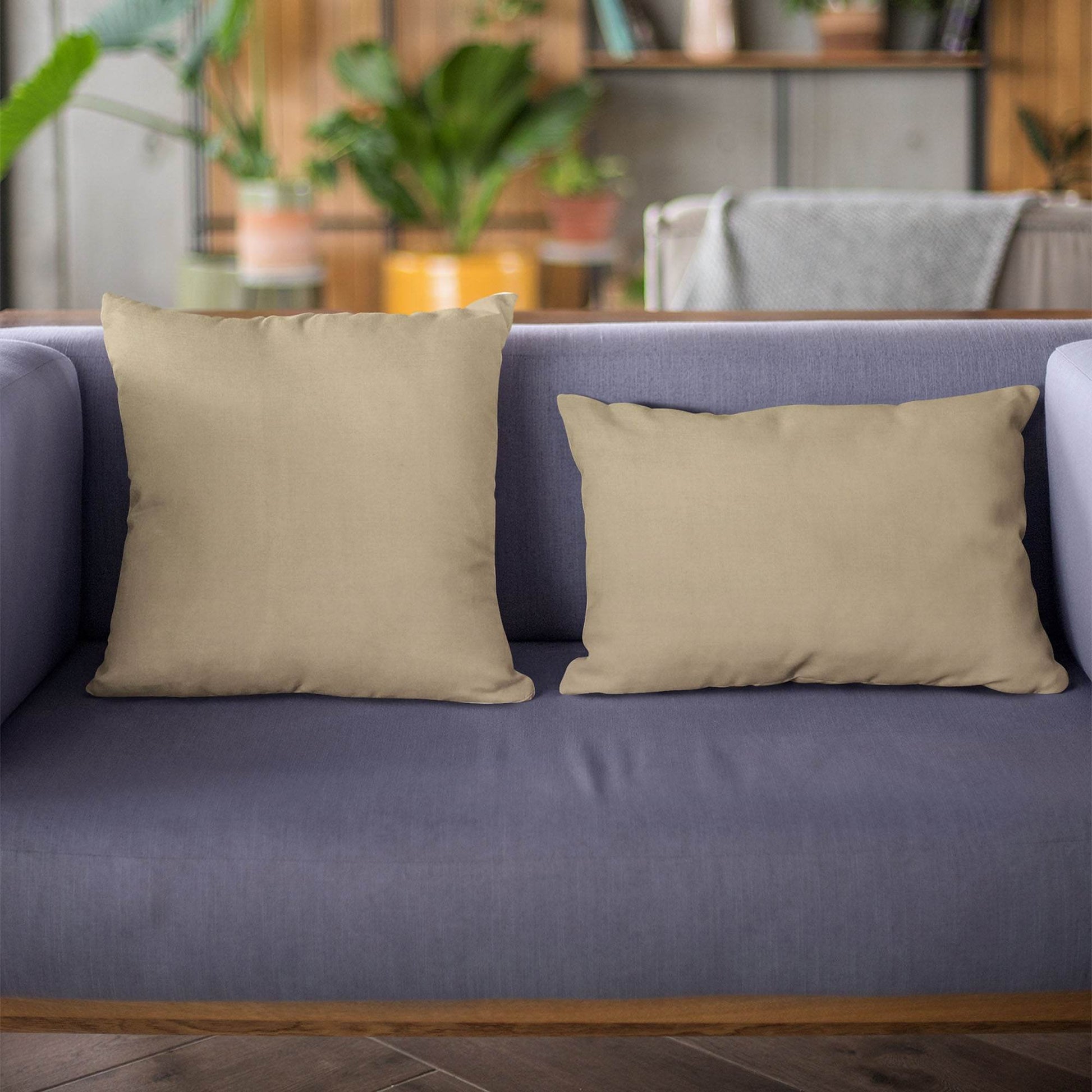 Plutus Sand Solid Shiny Velvet Luxury Throw Pillow - Plutus Brands