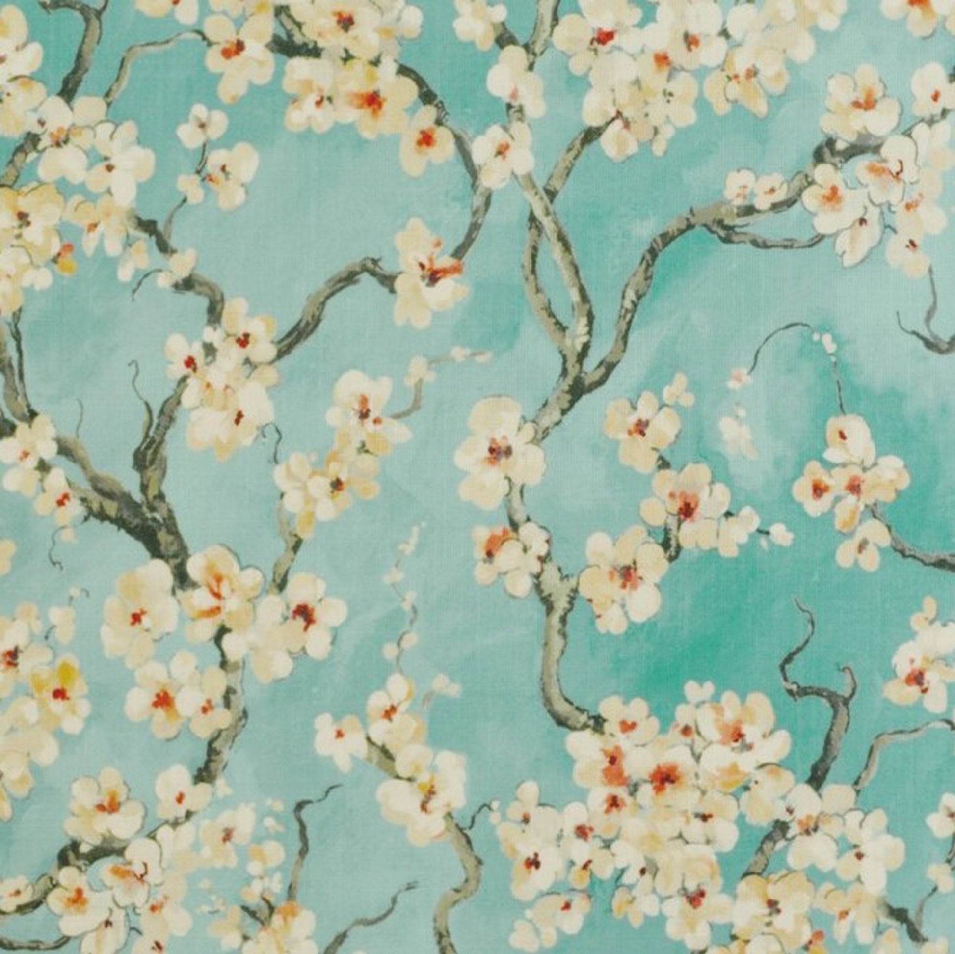 Plutus Spa Garden Cherry Blossoms Printed On A Linen Looking Polyester. Luxury Throw Pillow - Plutus Brands