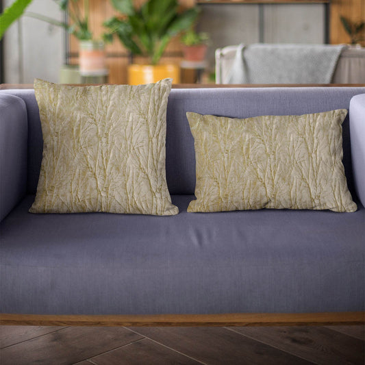 Plutus Golden Yarns Shiny Fabric With Twig Pattern Luxury Throw Pillow - Plutus Brands