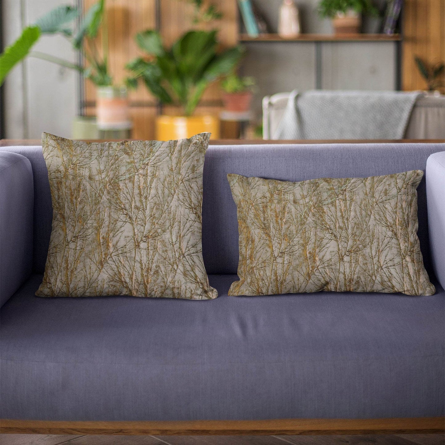 Plutus Patina Yarns Shiny Fabric With Twig Pattern Luxury Throw Pillow - Plutus Brands