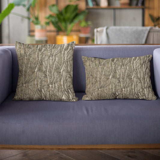 Plutus Gunmetal Yarns Shiny Fabric With Twig Pattern Luxury Throw Pillow - Plutus Brands