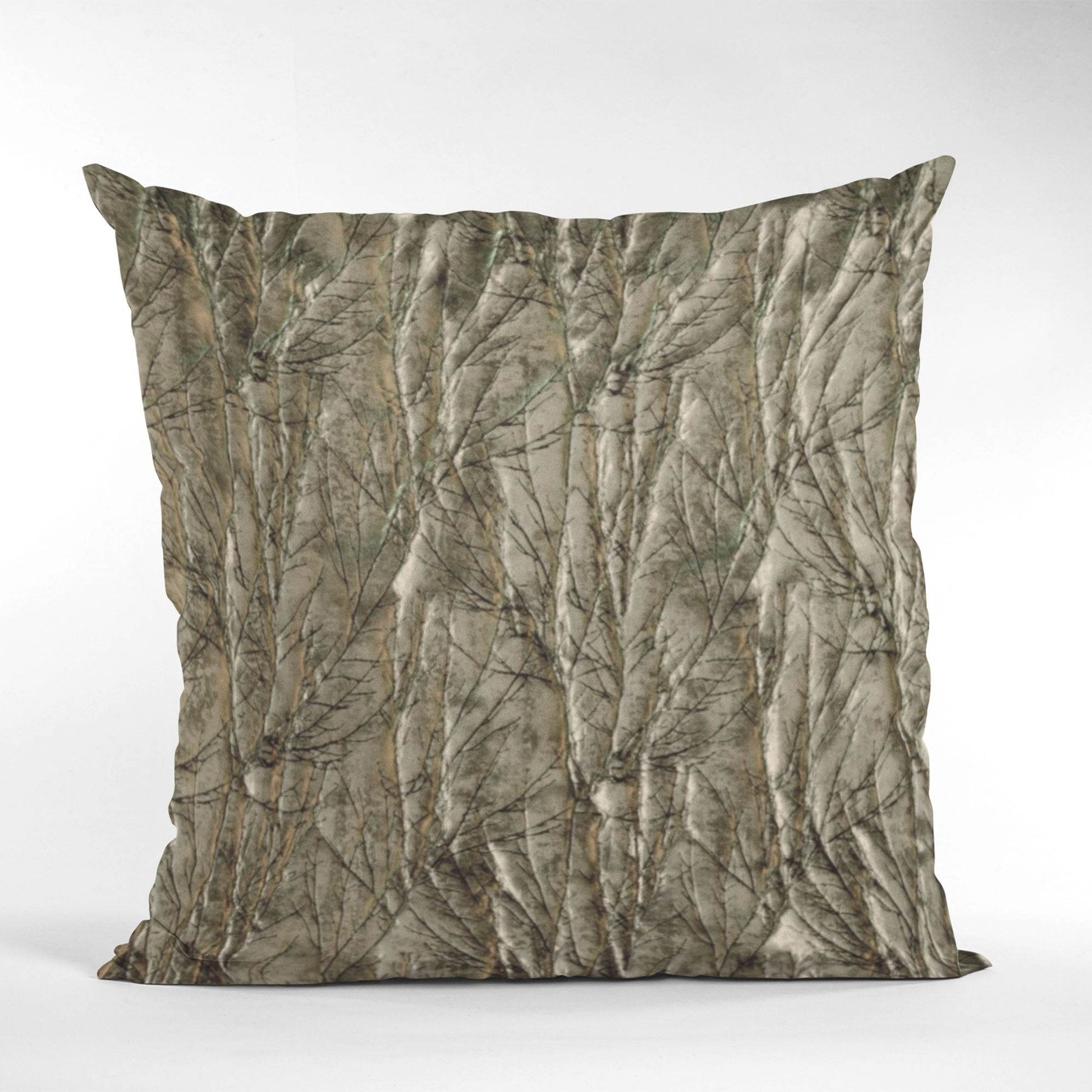 Plutus Gunmetal Yarns Shiny Fabric With Twig Pattern Luxury Throw Pillow - Plutus Brands