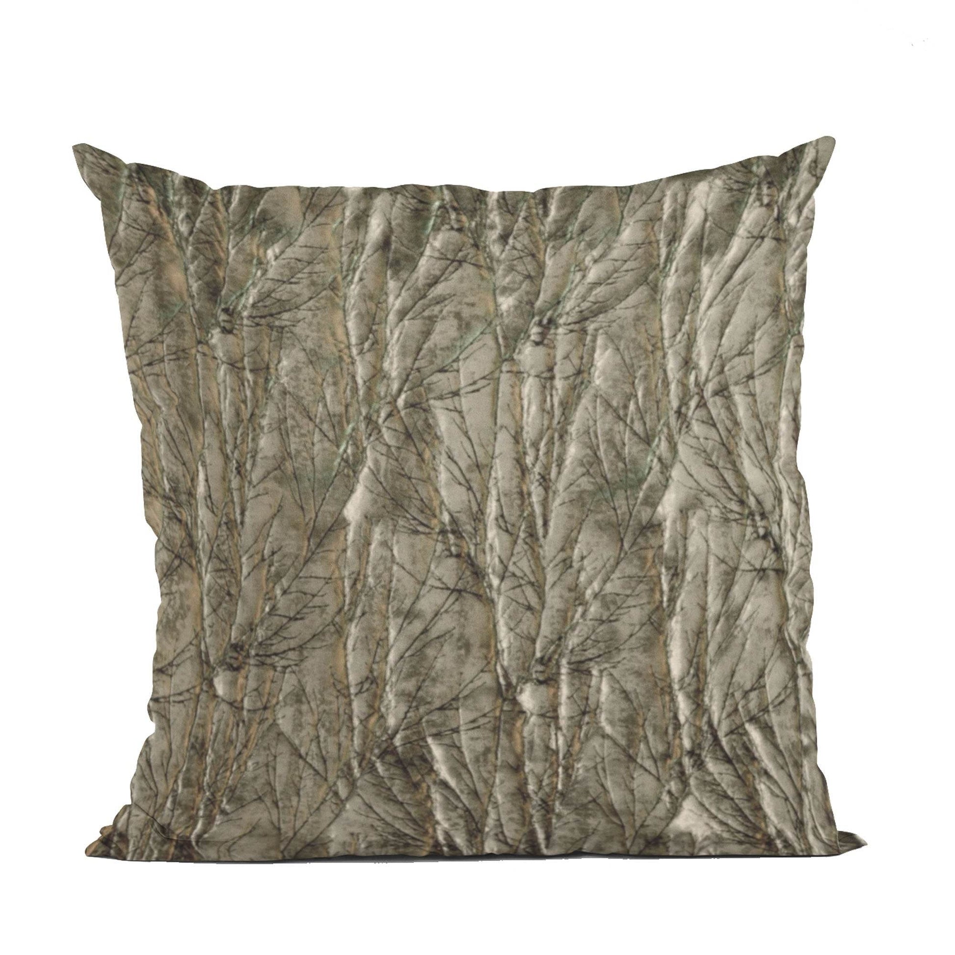Plutus Gunmetal Yarns Shiny Fabric With Twig Pattern Luxury Throw Pillow - Plutus Brands
