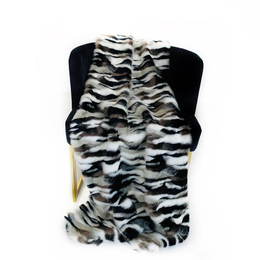Plutus Black, White Zebra Faux Fur Luxury Throw Blanket - Plutus Brands