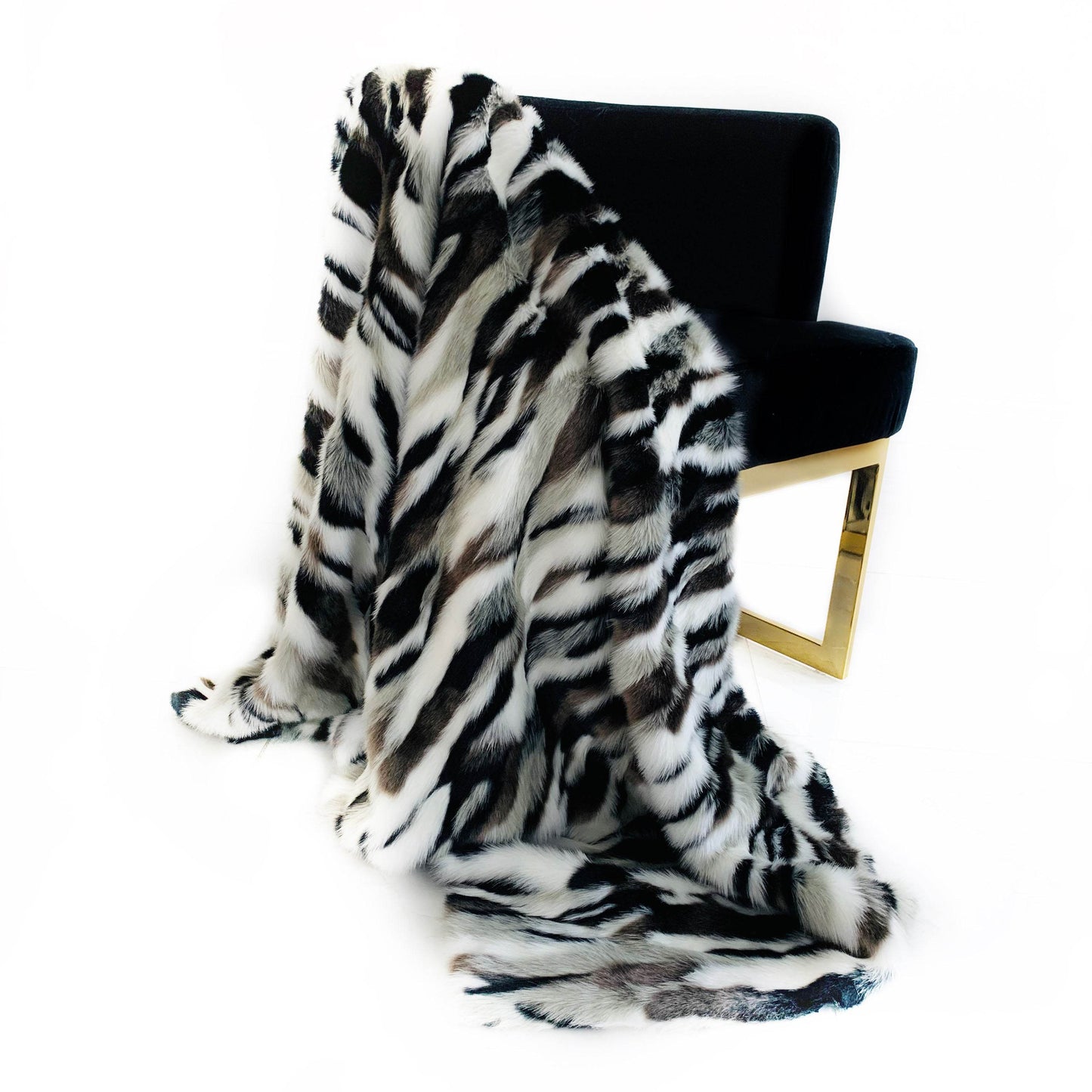 Plutus Black, White Zebra Faux Fur Luxury Throw Blanket - Plutus Brands