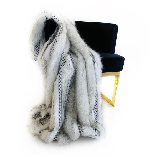 Plutus Off White Two Tone Feather Faux Fur Luxury Throw Blanket - Plutus Brands