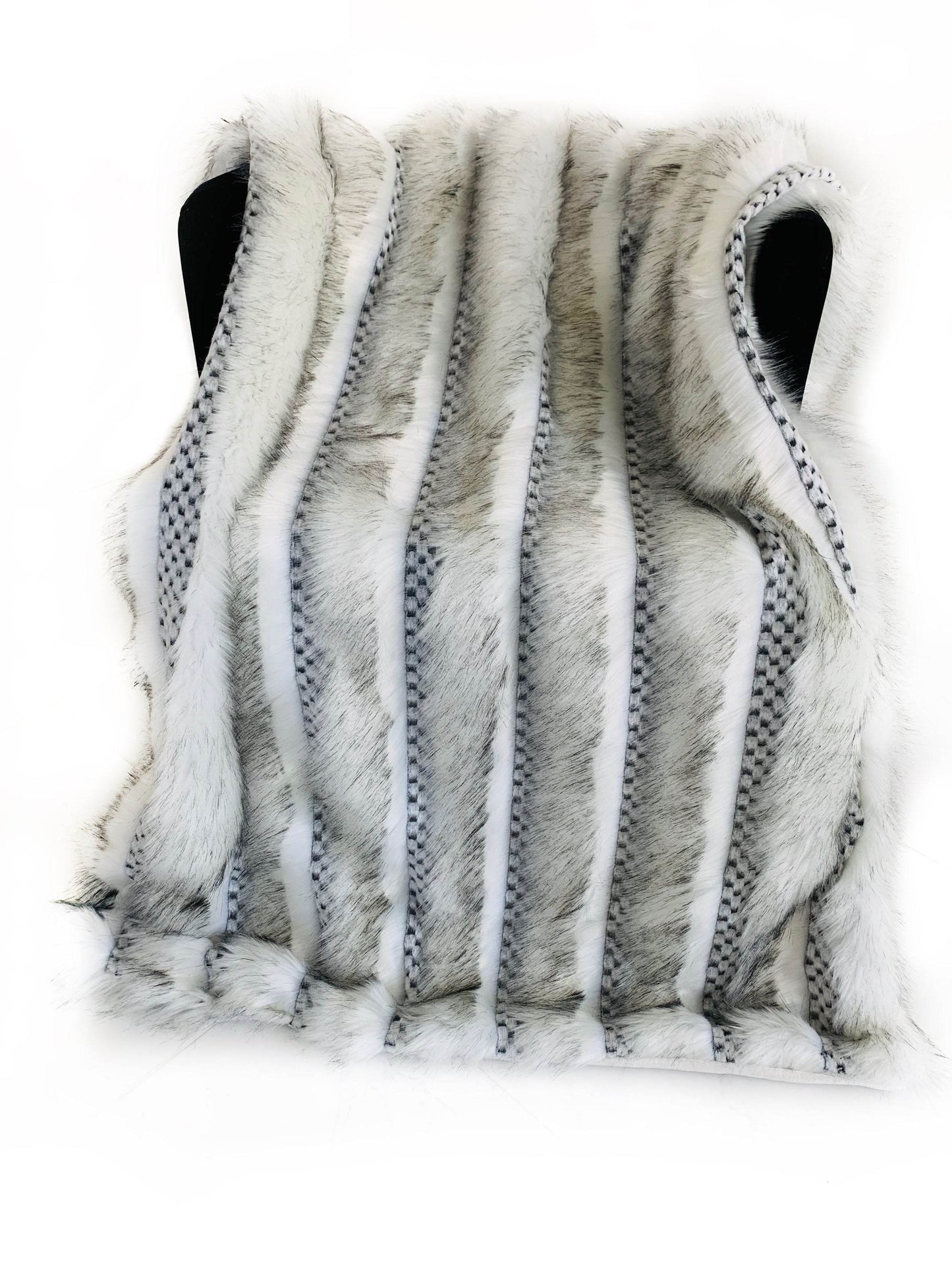 Plutus Off White Two Tone Feather Faux Fur Luxury Throw Blanket - Plutus Brands